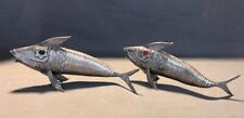 pair of articulated nickel fish, vintage, silverplated , length 33 cm.
