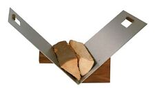 Cesta de madera accesorios de chimenea juego de chimenea de acero inoxidable, asas y base de madera de nuez