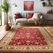 Alfombra de salón clásica Orient alfombra borde noble rojo beige