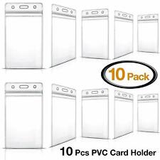 10Pcs Vertical Clear Soft Plastic ID Card Badge Holder Waterproof Business Case