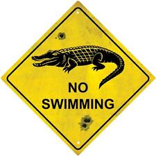 Autocollant sticker panneau route australie crocodile no swimming
