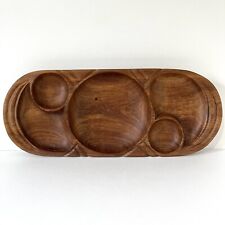Plato para servir de madera tallado a mano vintage grande pieza de artículos para el hogar curva
