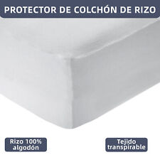 Protector de colchón Rizo 100% Algodón, Cubrecolchón Extra Suave, Elástico
