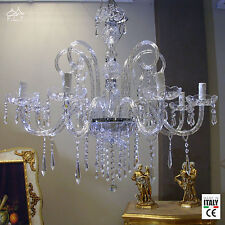 Lampadario cristallo classico 8 luci cromato salotto soggiorno DESIGN SWAROVSKY