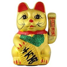 Gato de la suerte gato guiño cerámica 22 cm oro Maneki Neko gato guiñando el ojo suerte Shui