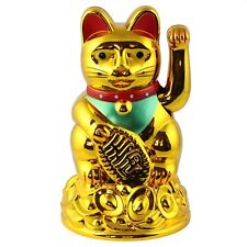 Gato de la suerte gato guiño 11 cm dorado Maneki Neko gato guiñando la suerte Feng