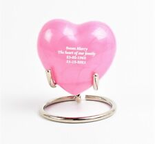 Urna mini ficha de cremación cenizas rosa corazón totalmente personalizada grabada