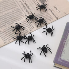 10PCS petites fausses araignées en plastique noir jouet Halloween blague drôle
