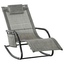 Silla mecedora de malla transpirable Outsunny reclinable al aire libre con reposacabezas gris oscuro