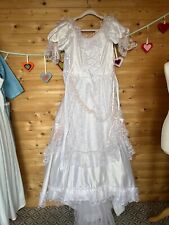 Vestido de novia vintage años 80 diseño de encaje con volantes ropa para mujer vestidos”
