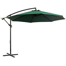 Paraguas voladizo parasol plátano de jardín Outsunny 3 m con manivela y base, verde oscuro