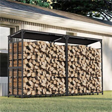 XXXL estante de leña exterior estante de leña galvanizado metal cojinete de madera con techo DE