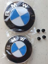 2x BMW Insigne logo Capot Coffre 82mm 74mm emblème + 4 OEILLETS DE FIXATION