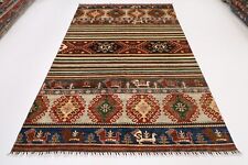 Alfombra de área moderna Khorjin 7x10 pies alfombra de dormitorio oriental tribal anudada a mano afgana