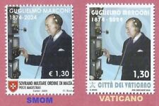 VATICANO SMOM 2024 - Guglielmo Marconi - 2 FRANCOBOLLI Emissione Congiunta