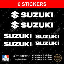 Stickers SUZUKI Blanc 6 Autocollants Moto Adhésifs compatible Bécane Scooter jet