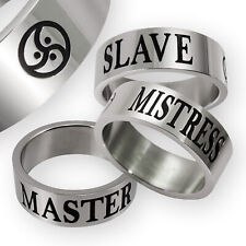 Anillo de dedo de acero inoxidable Master Slave Mistress anillo de banda BDSM triskele negro